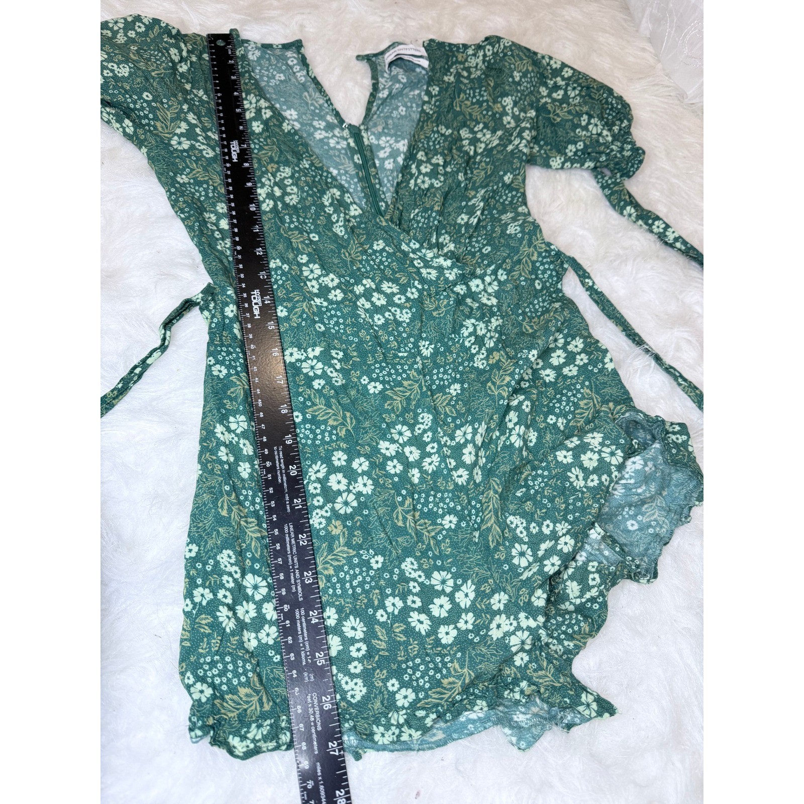 Urban Outfitters Green Floral Ruffle Hem Surplice Romper XS