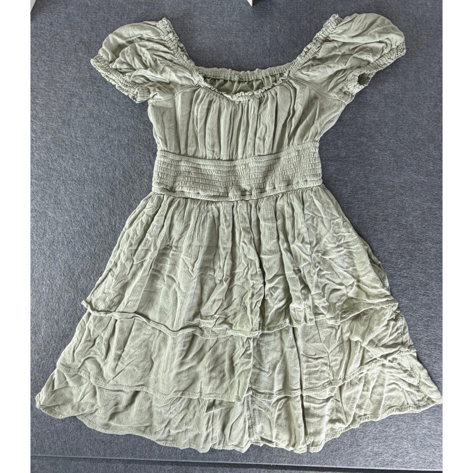 Cottagecore Milkmaid Coquette Hollister Romper Dress M Smocked Tiered Skort Mini