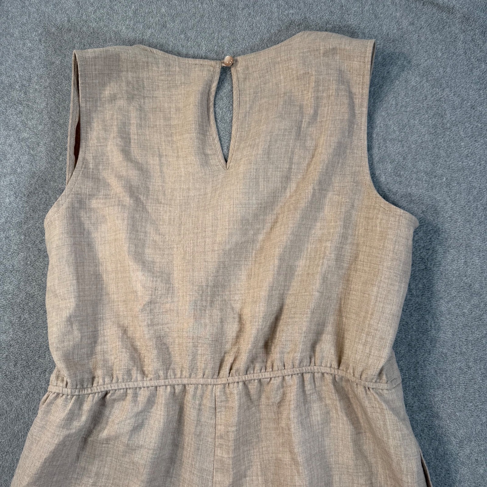 Emma + Michelle Faux Wrap Sleeveless Romper Women’s Large Brown Pockets Wide Leg