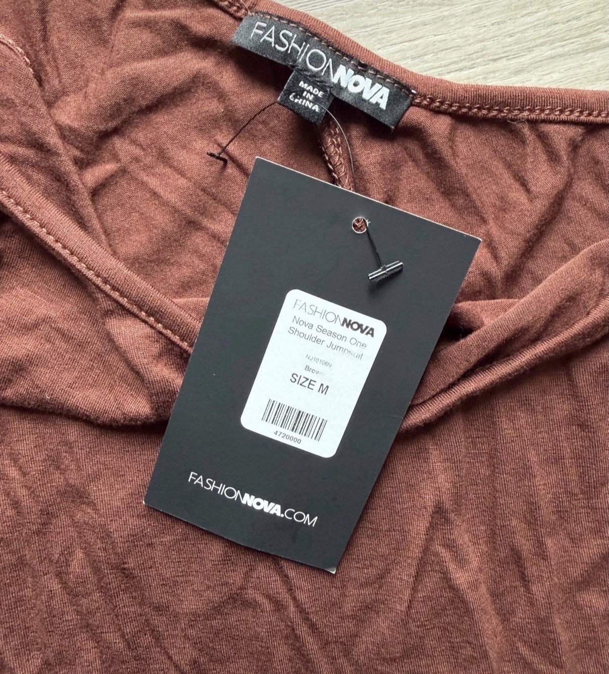Fashion Nova One Shoulder Brown Jumpsuit Brand New With Tags