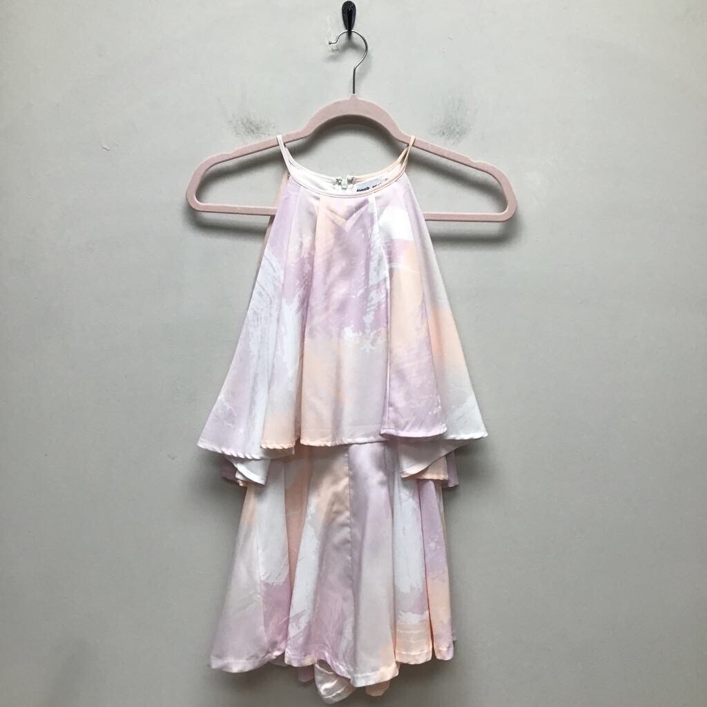 Tiger Mist Womens Layered Romper Pink Purple Paint Stroke Print Sleeveless XS