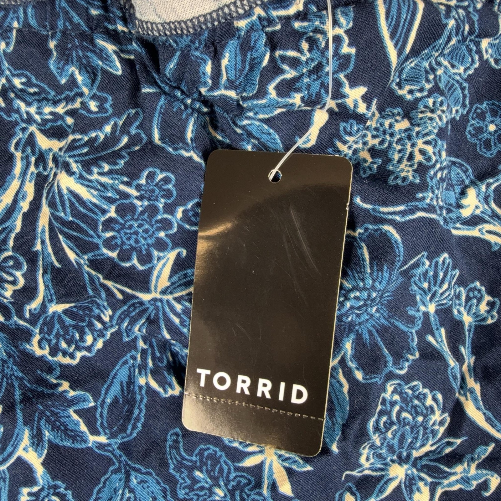 Torrid Romper Womens 4X Blue Floral Challis Tie Straps Elastic Waist Scoop Neck