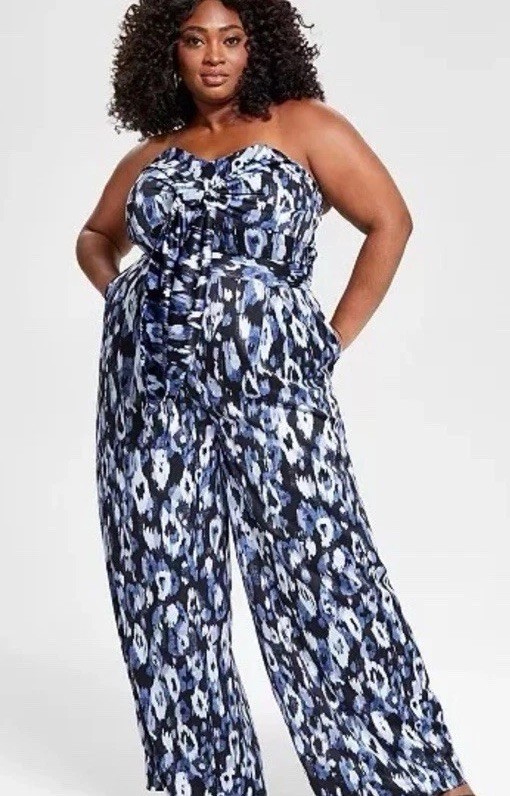 Nina Parker Wide Leg Jumpsuit NWT Womens 18W Sleeveless Satin Wedding Guest Grad