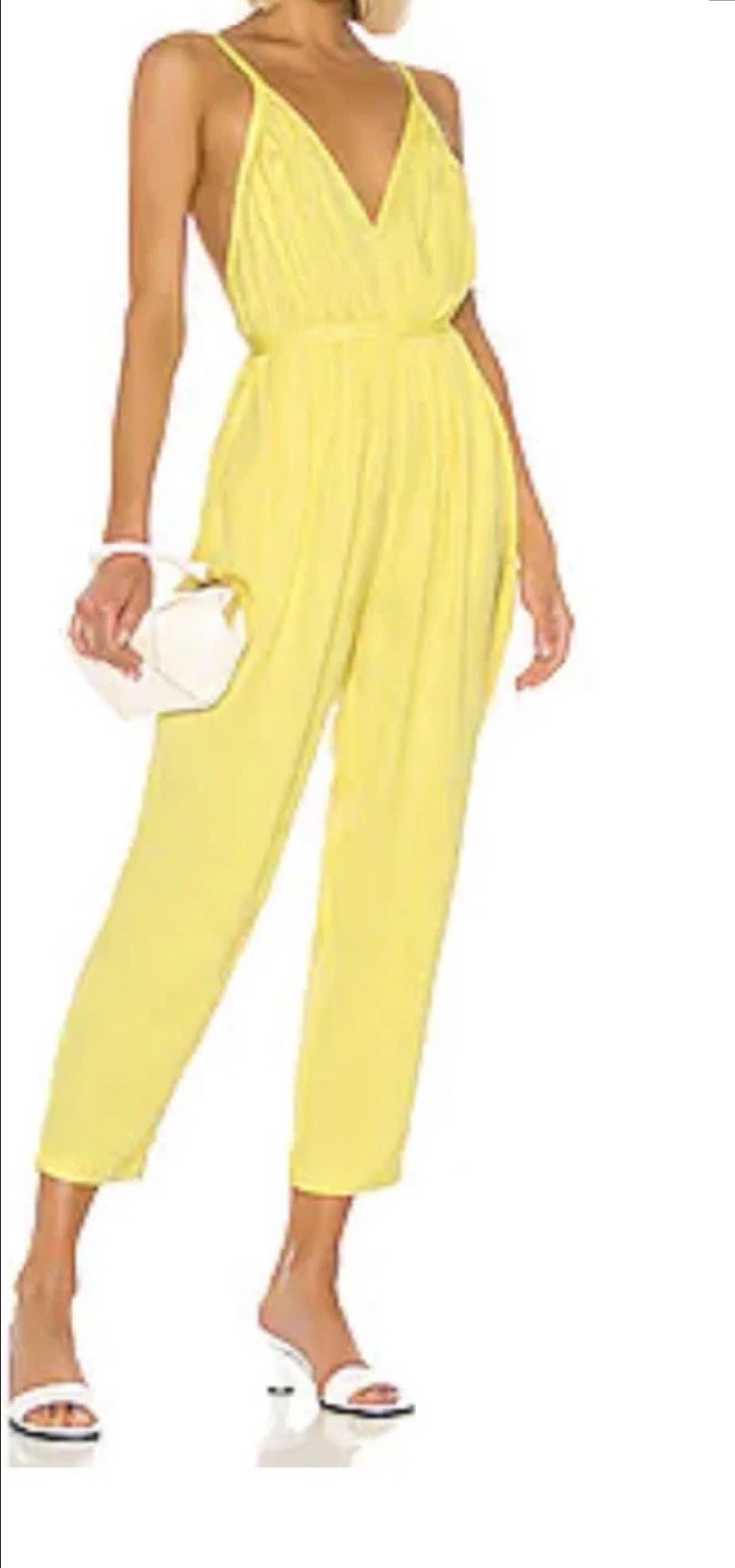 L’academie Revolve The Affi Jumpsuit in Yellow Linen Blend Vacation Beach