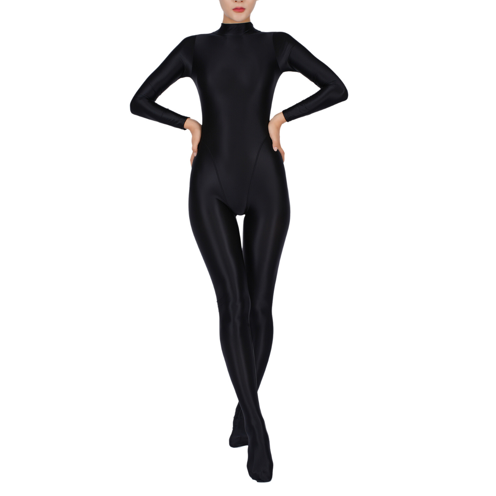 Womens Romper Glossy Bodysuit Tights Jumpsuit Stocking See Through Catsuit Oil