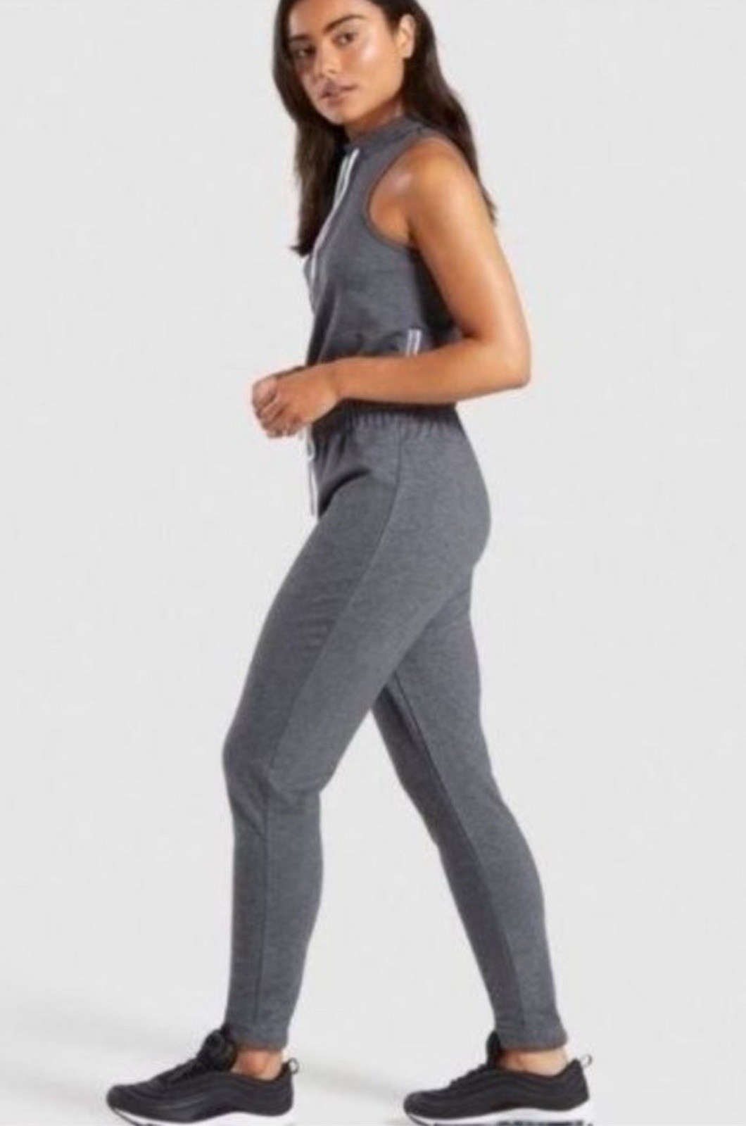 GYMSHARK SOLACE HIGH NECK DRAWSTRING KEY HOLE BUTOTN BACK ELASTIC WAIST JUMPSUIT