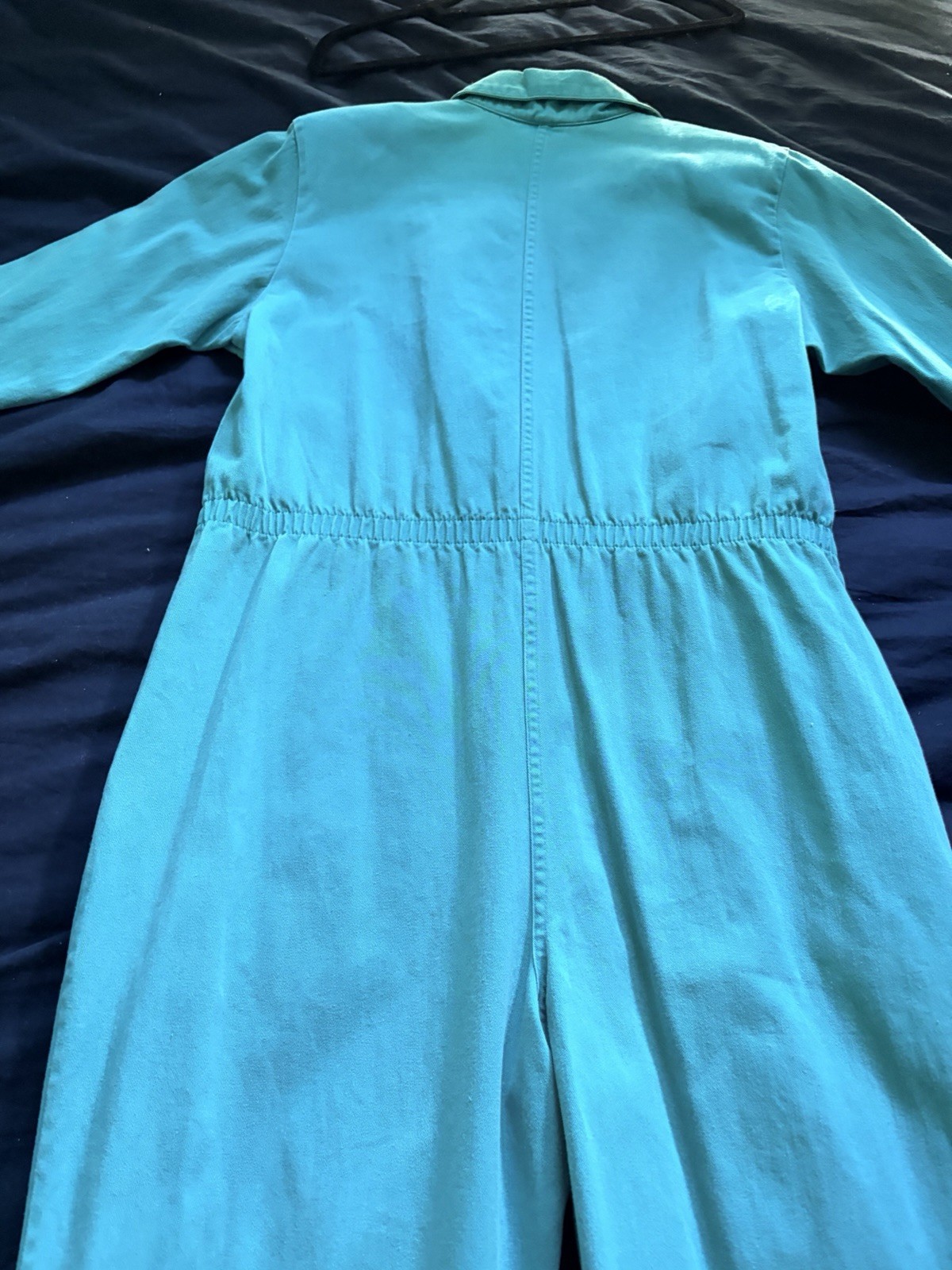 Vintage DREAMS Cotton Denim Jumpsuit Coveralls Blue Green Teal Size Large