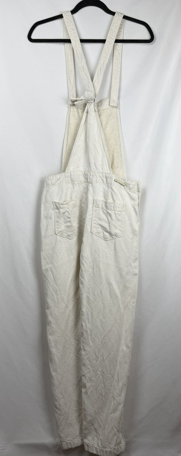 Anthropologie Pilcro Linen Blend White/Ivory Straight Leg Carpenter Overalls XS