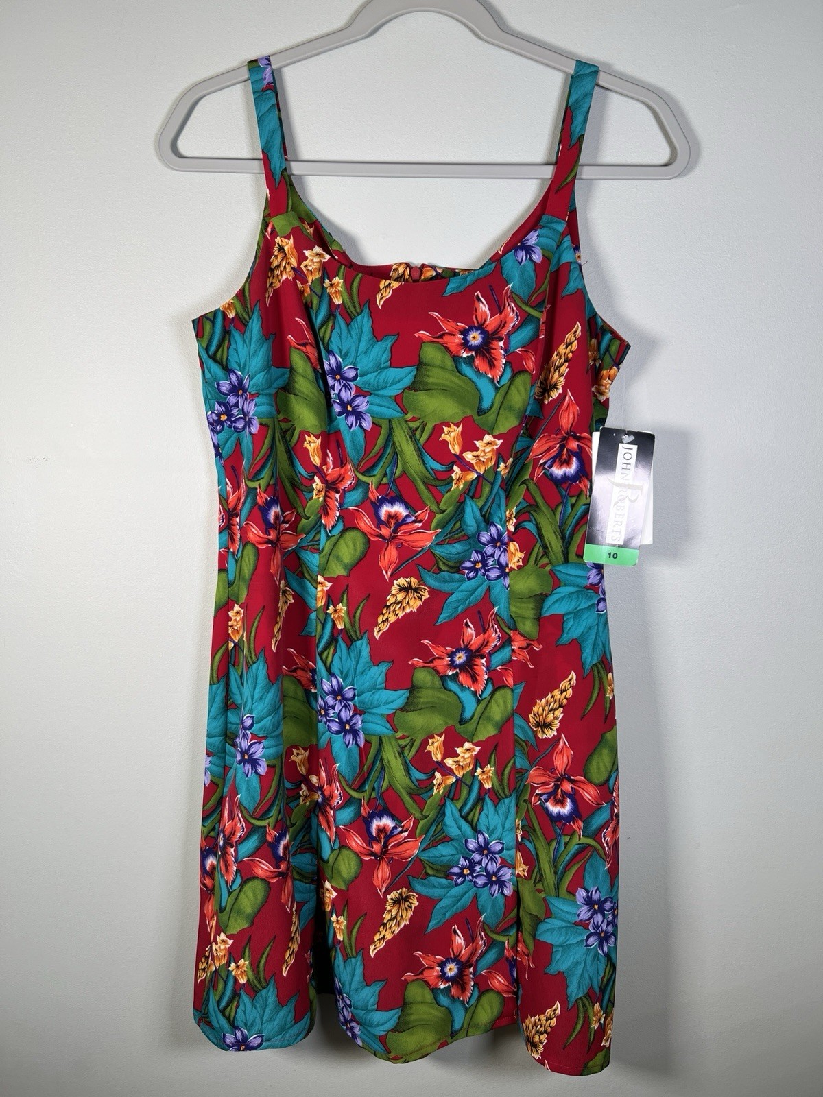 Vintage John Roberts Tropical Floral Romper Back Zip Women’s Size 10 NWT