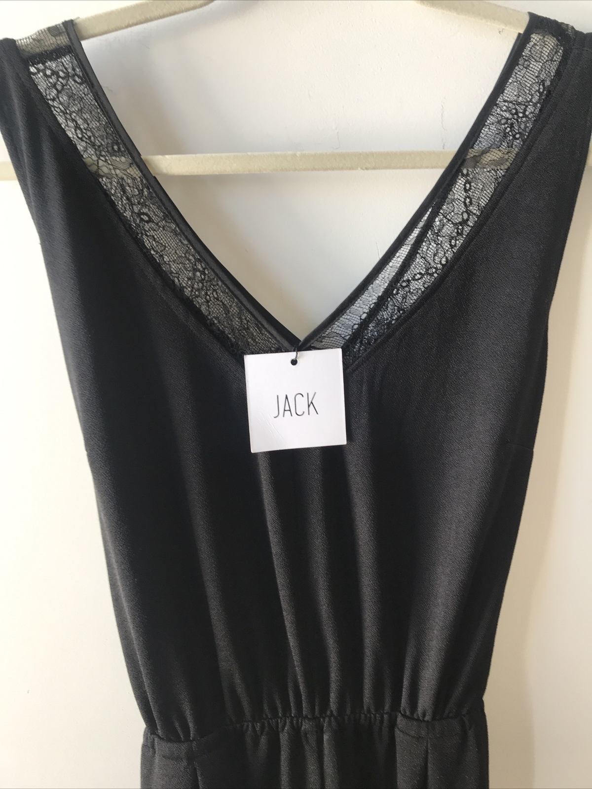 Jack By BB Dakota Women’s L Black Lace V Neck Sleeveless Wide Leg Jumpsuit NWT