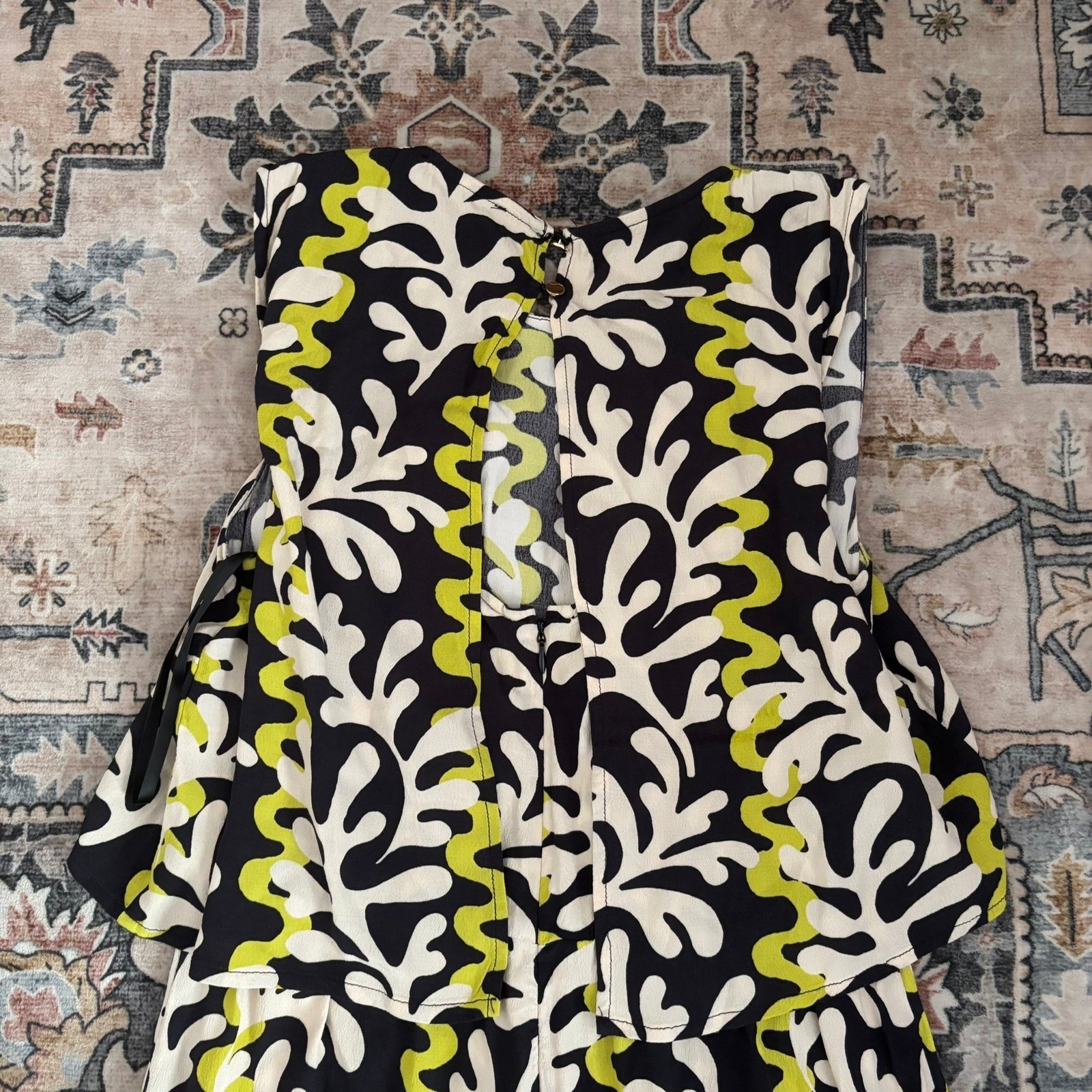 Phase Eight Abstract Print Wide Leg Jumpsuit Black Green Resort Vacay UK 10 US 6