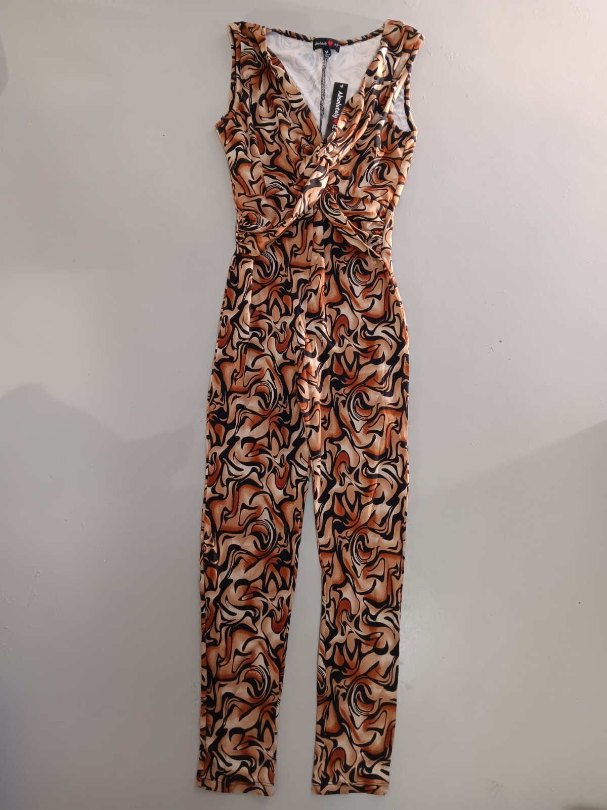 Absolutely It Womens V Neck Sleeveless Ankle Cropped Jumpsuit Multi Size Medium