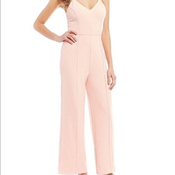 Gianni Bini Womens Jumpsuit 2 Coral Pink Cropped Sleeveless Wide Leg