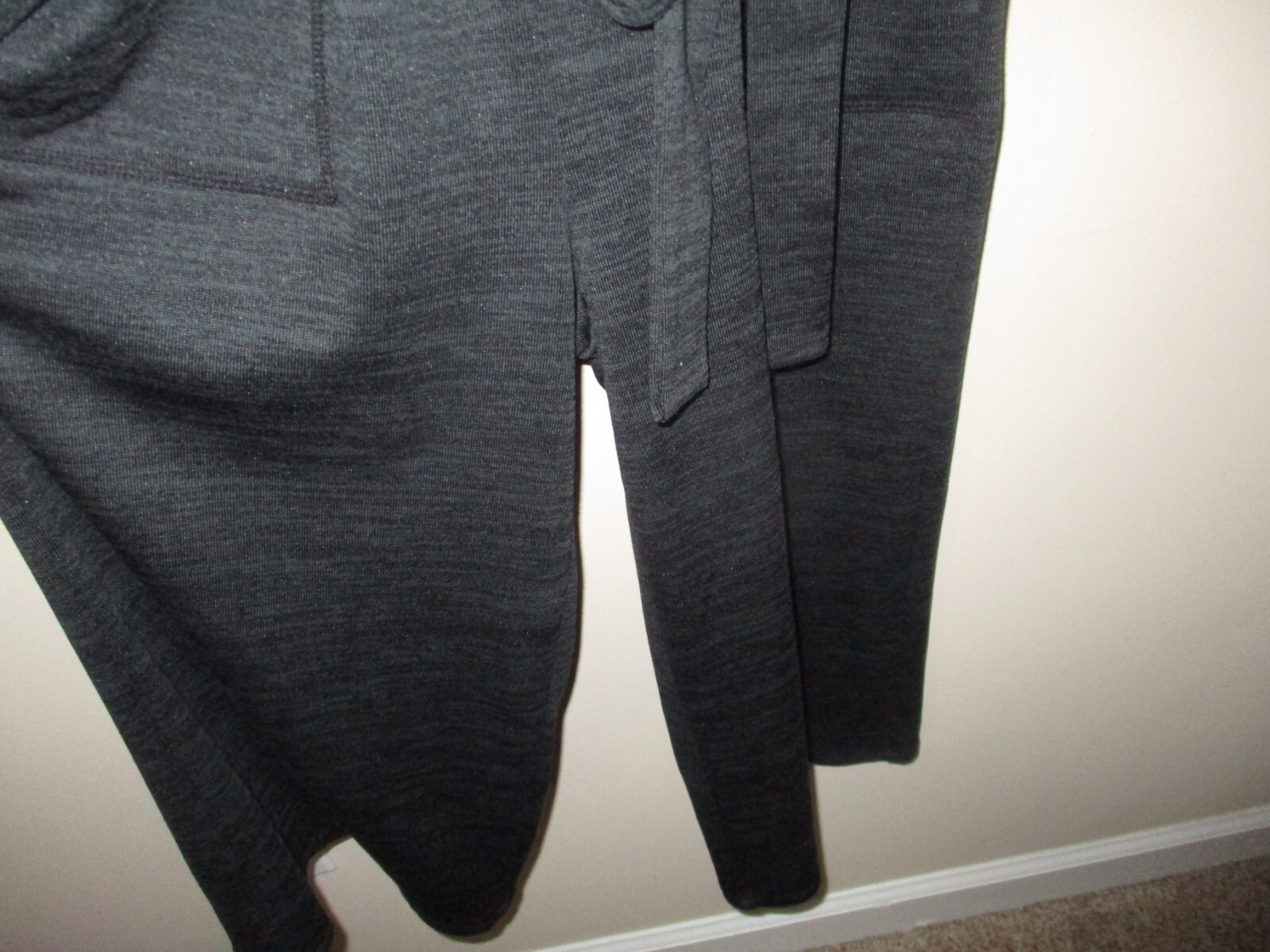 T by Talbots Marled Charcoal Gray V Neck Belted Cropped Jumpsuit Sz PM Petite M