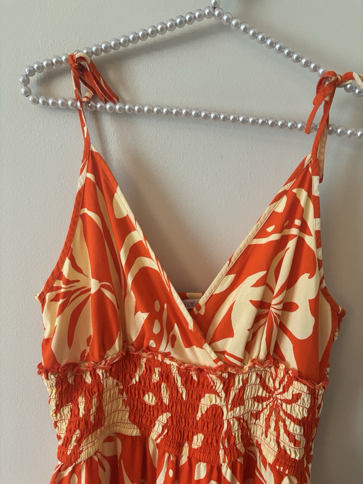 Patrons Of Peace Womens Size XL Orange Cream Sleeveless Romper Wide Leg