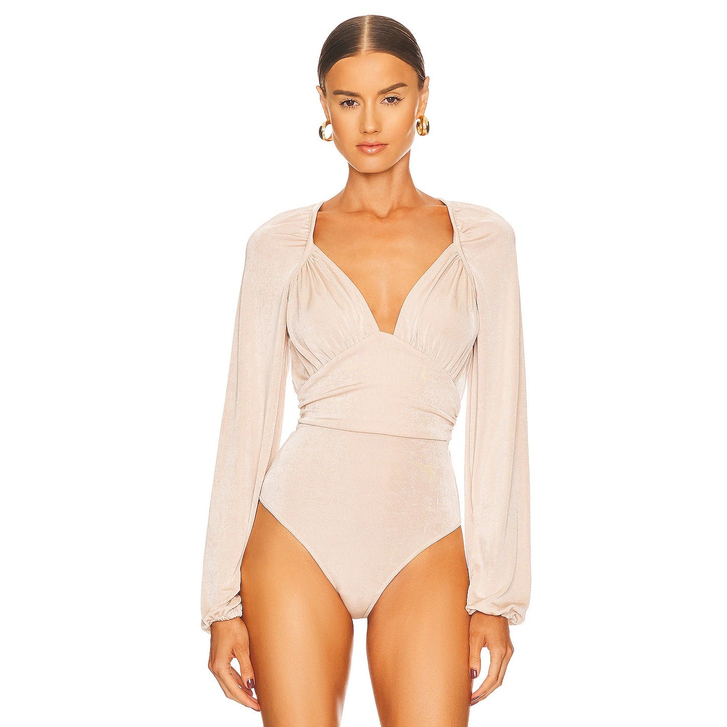 FREE PEOPLE In Your Arms Bodysuit Blossom Pearl Size Medium Ruched Sexy