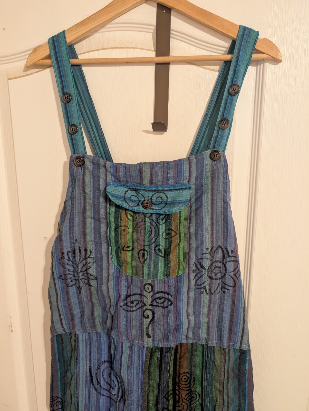Vintage Ashley Taylor Patchwork Boho Overalls One Size New