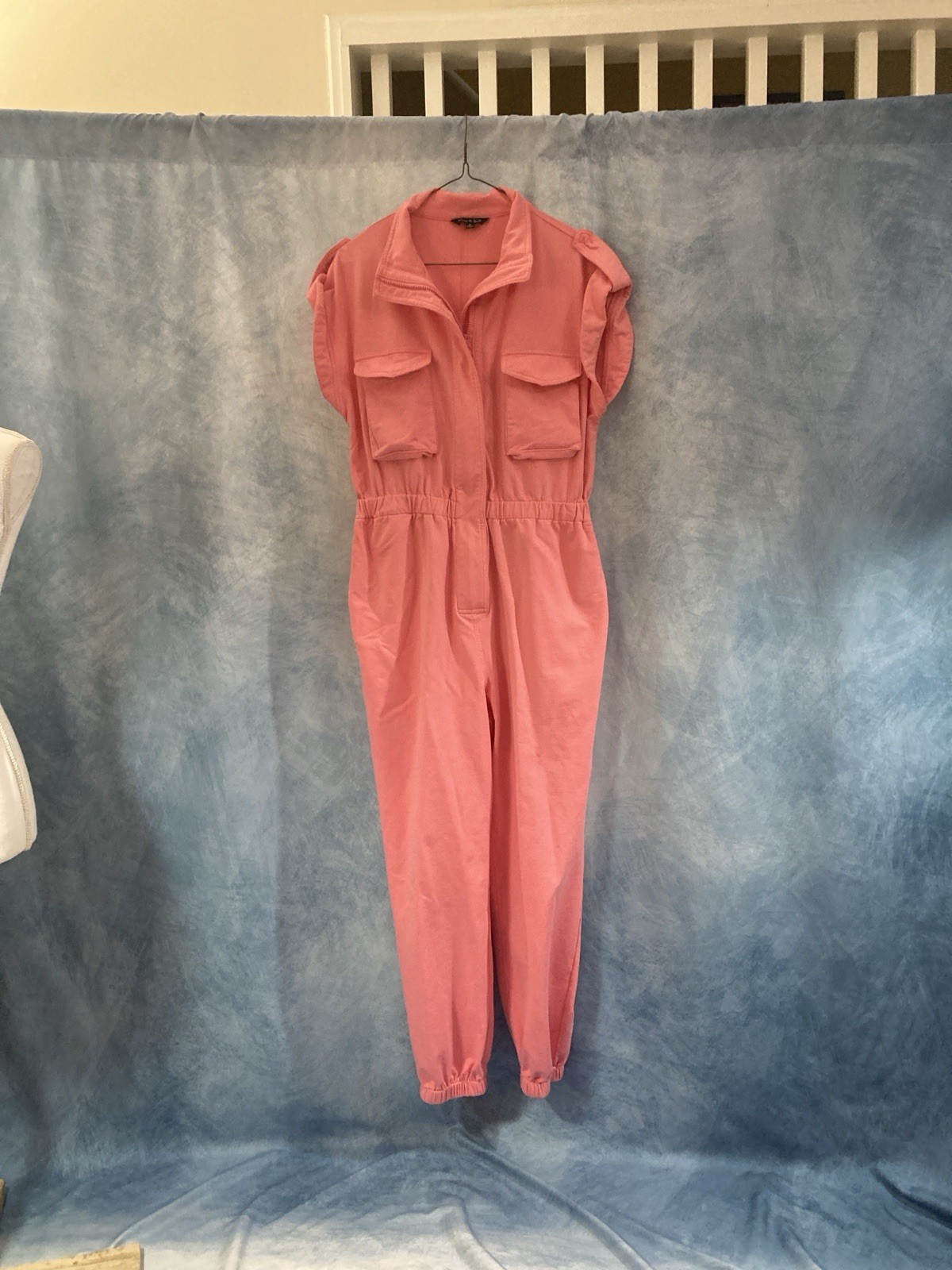 Strut & Bolt Bubble Gum Pink Utility Jumpsuit Sleeveless Cargo Pockets Medium