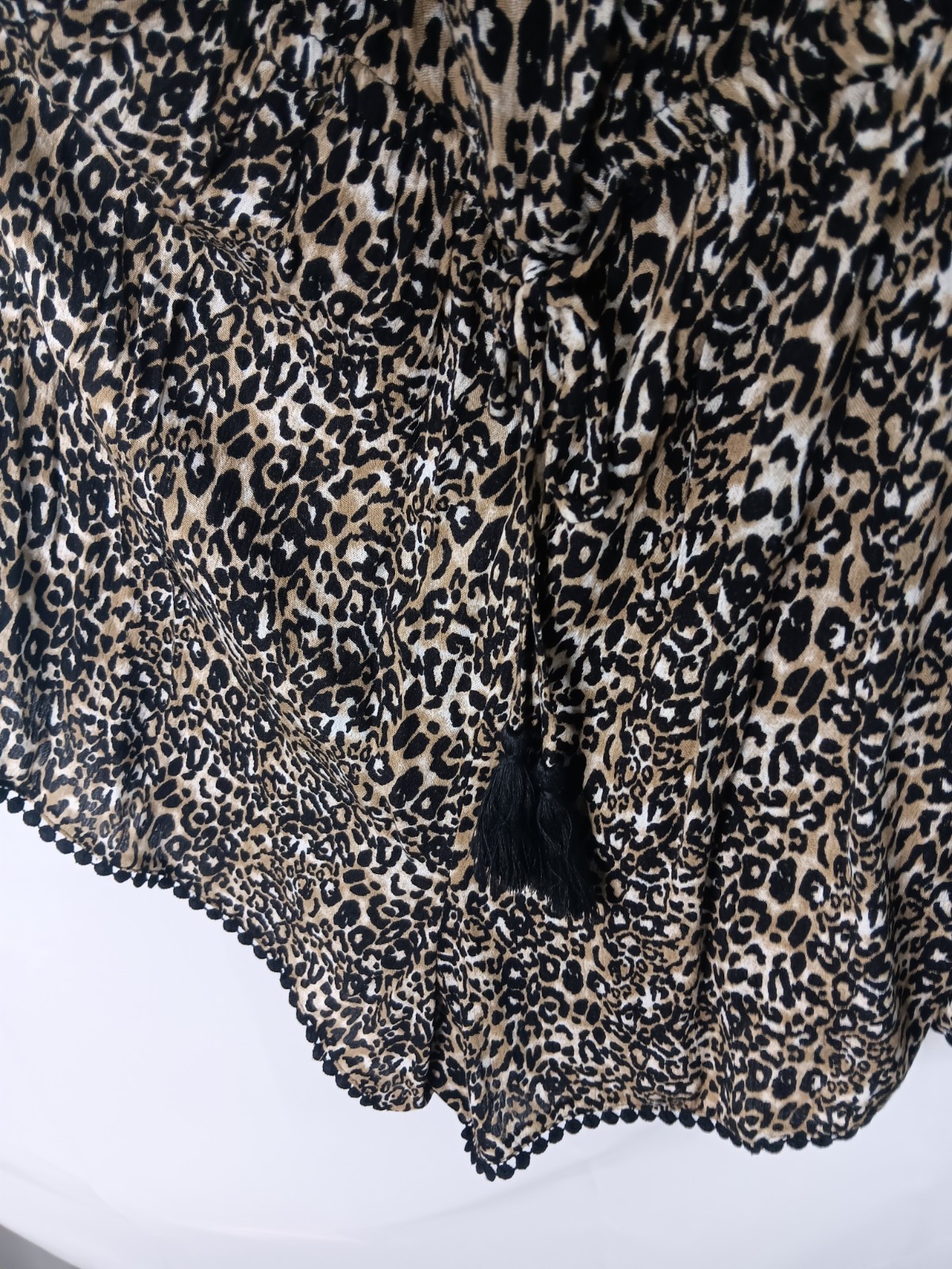 NWOT Rewind Leopard Print Black/Tan Off Shoulder Romper Size XL