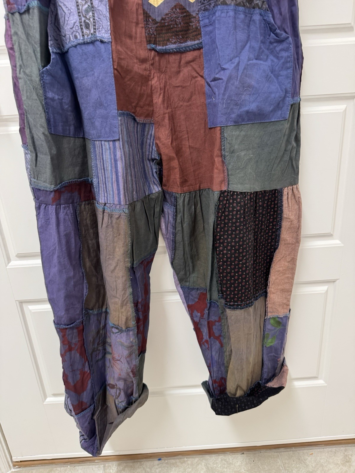 Ashley Taylor Patchwork Jumpsuit Overalls One Size Boho Hippie Festival NWT A3