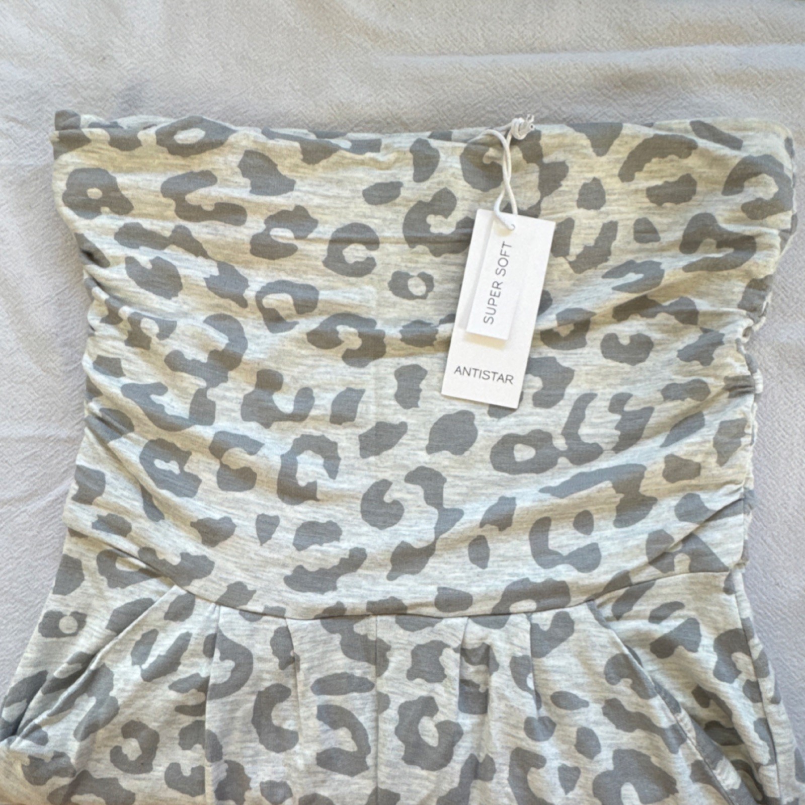 ANTISTAR Gray White Animal Print Strapless Straight-Leg Jumpsuit Size M