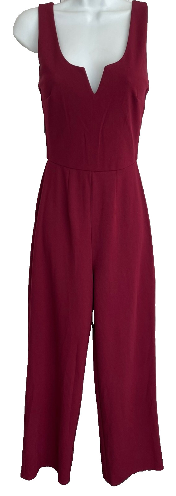 NWT Francesca’s mi ami Wine Sleeveless V Notch Jumpsuit XS