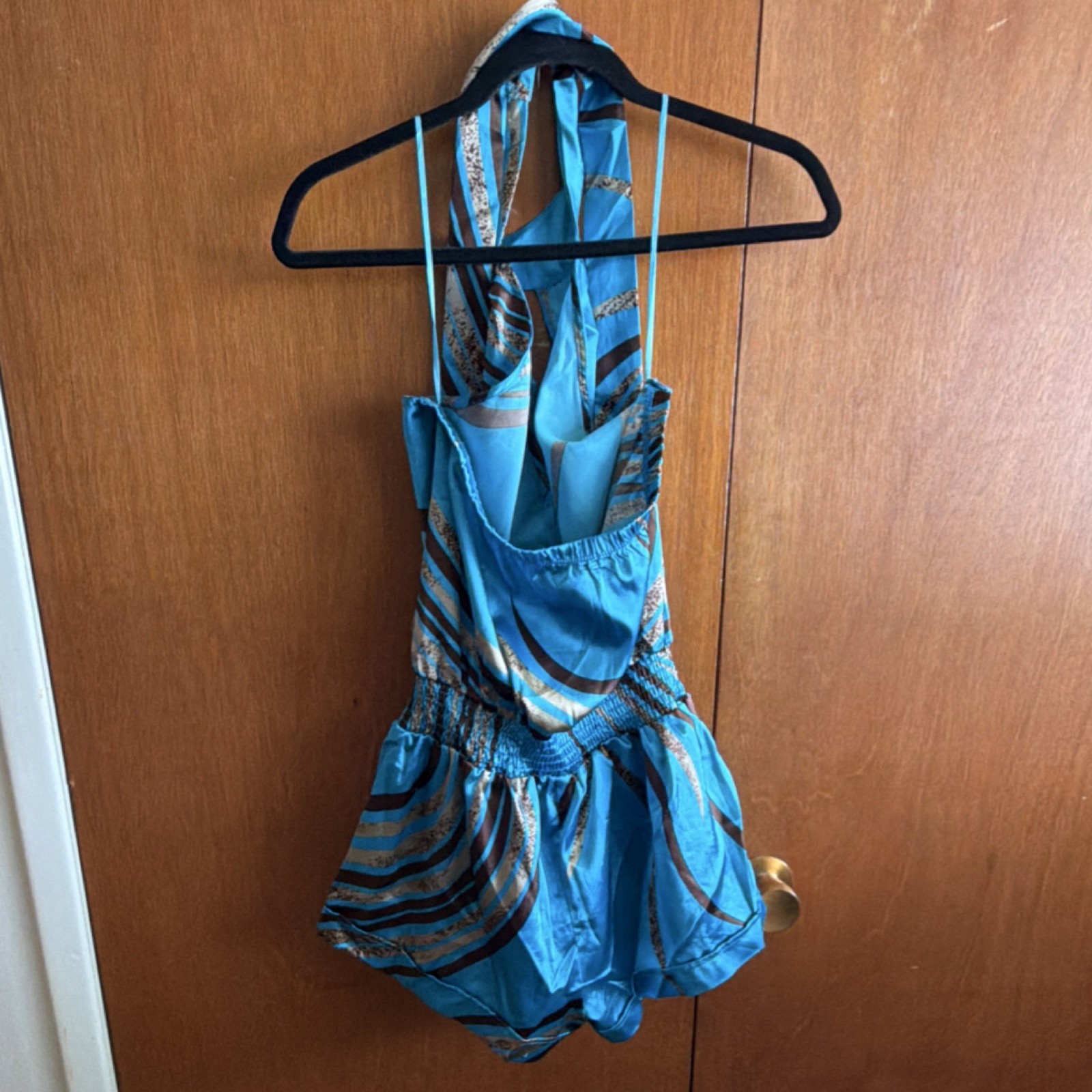 Arden B Blue Striped Halter Romper 100% Polyester Women’s Size S