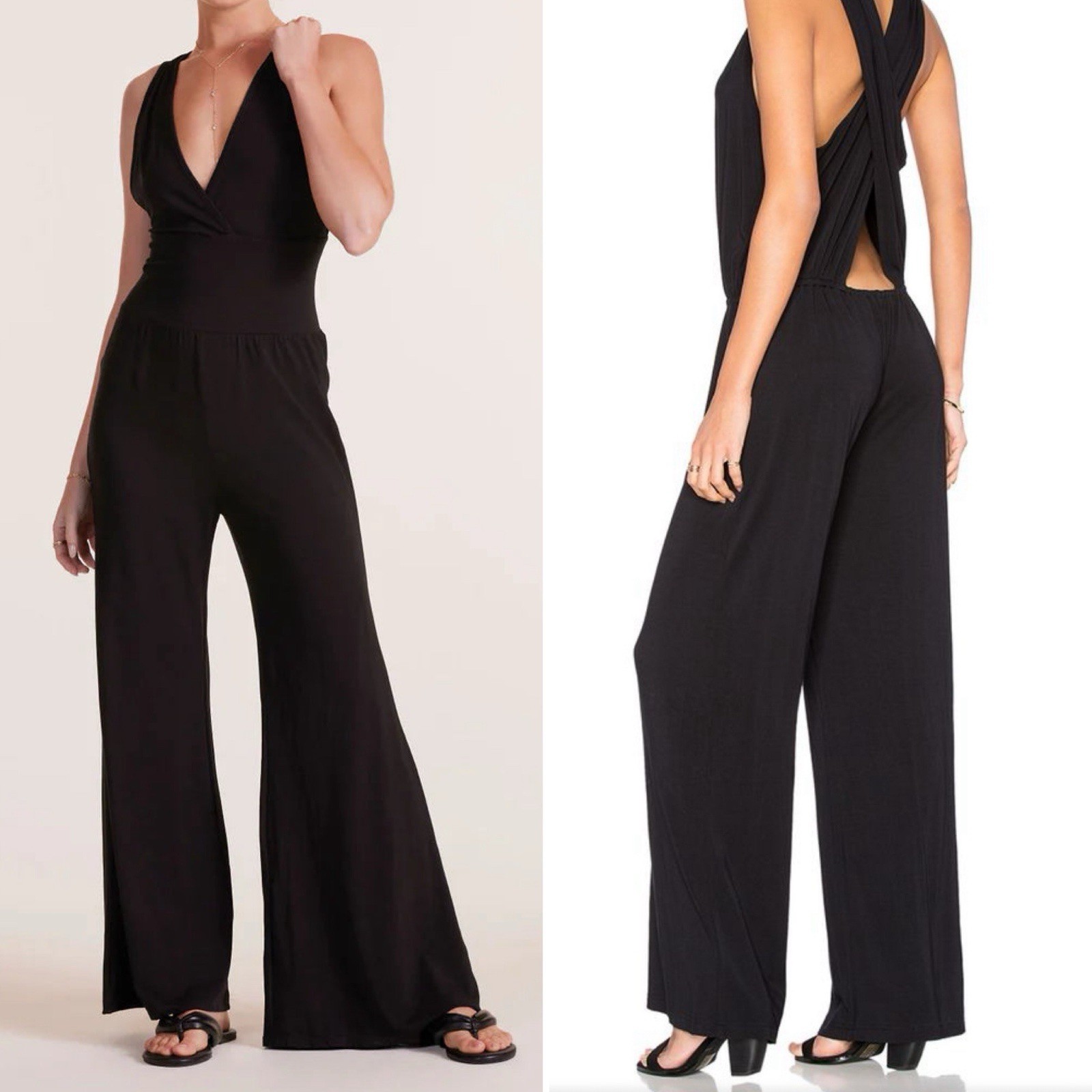 NEW BB DAKOTA x STEVE MADDEN x REVOLVE OLLIE BLACK HALTER OPEN BACK JUMPSUIT HOT
