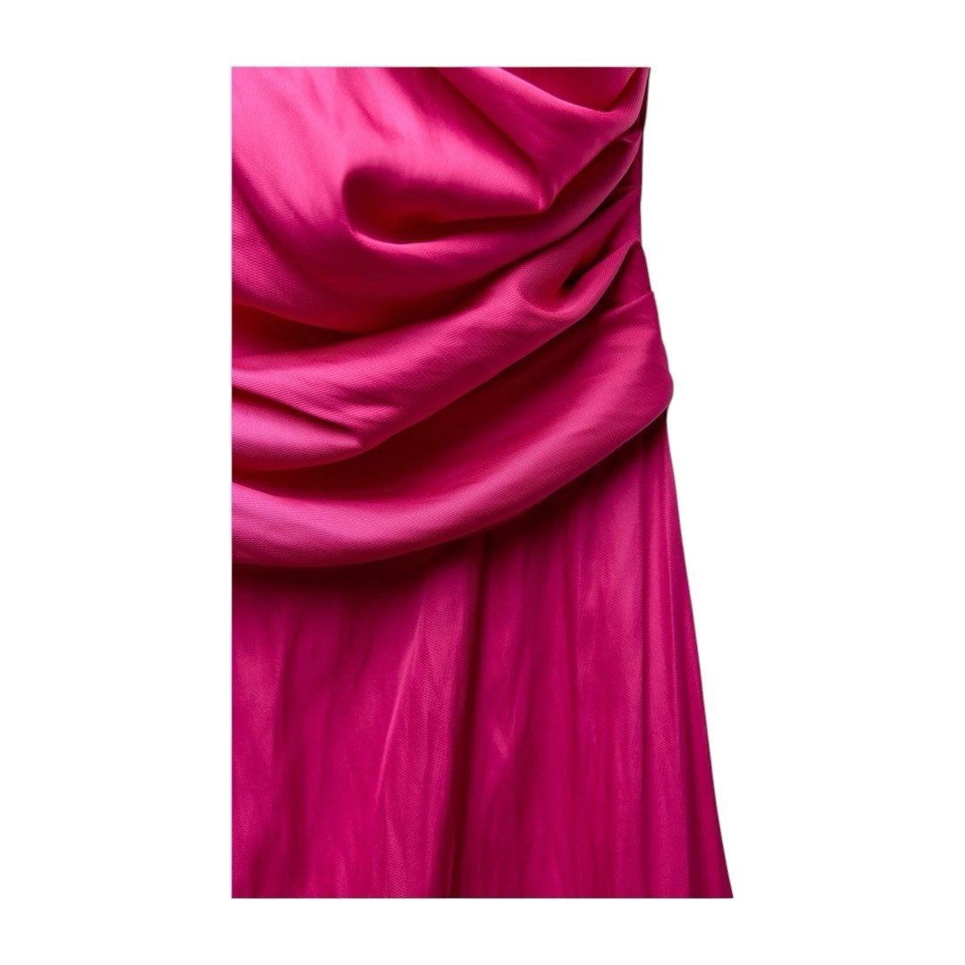 ZARA Fuchsia Satin Effect Wide Leg Jumpsuit Size M NWT