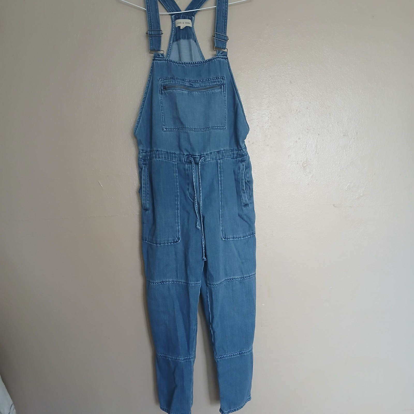 Cloth And Stone Overalls XS Denim Chambray Bib Preppy Elastic Waist Comfort