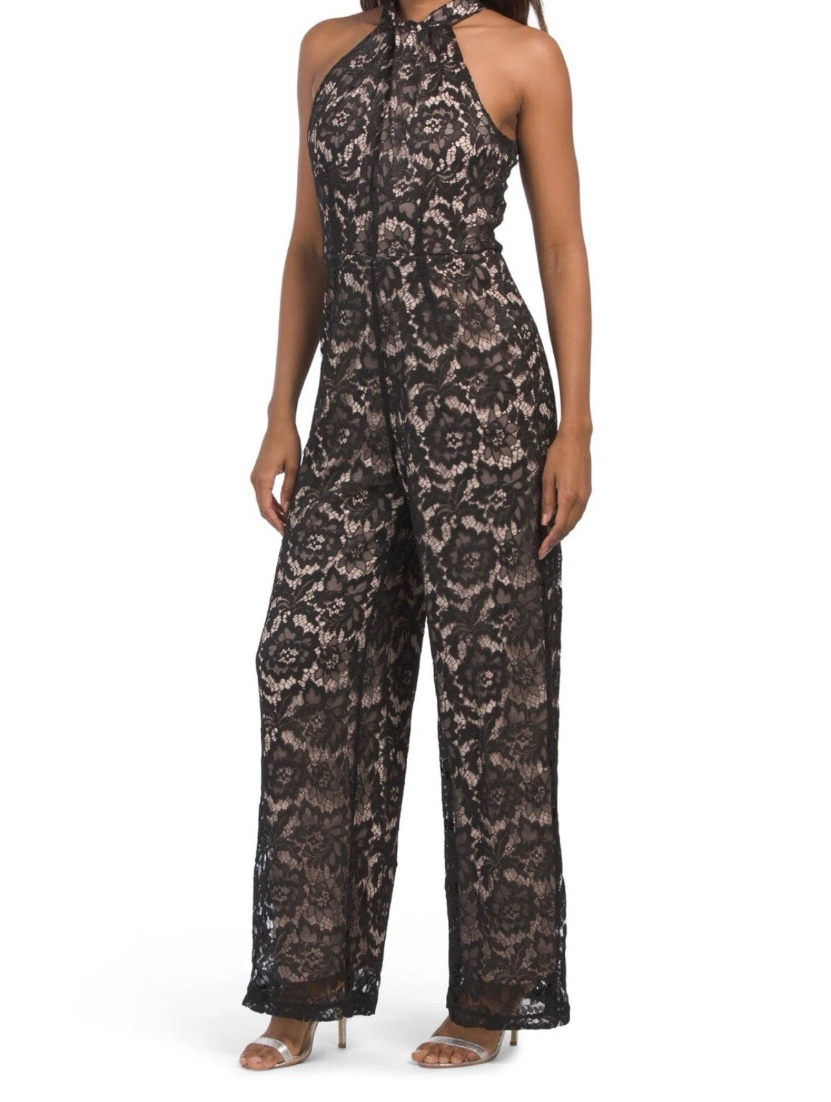 Julia Jordan Lace Jumpsuit Nude Lining Size 6 Excellent Condition