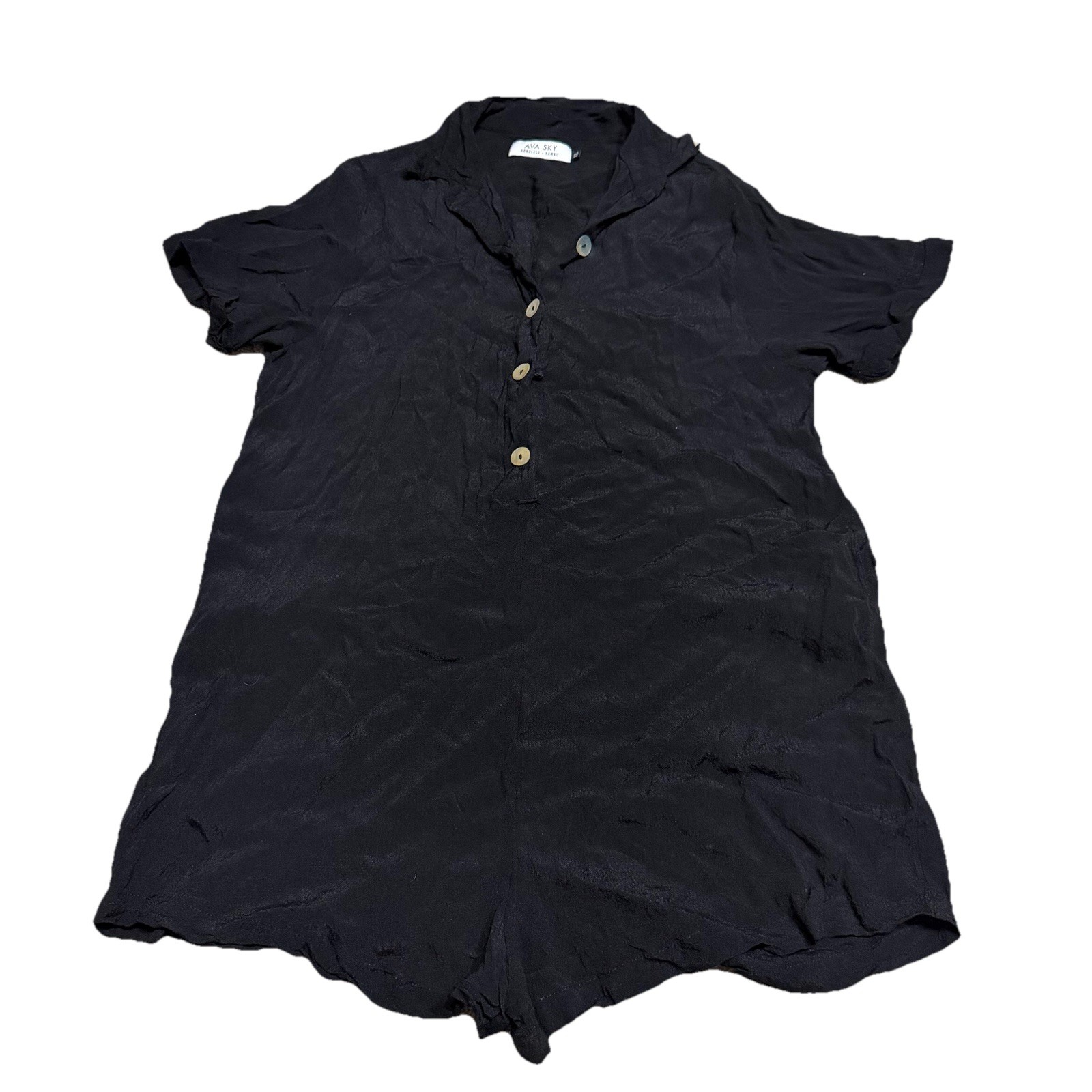 AVA SKY Black Short Sleeve Pull-over Romper Women – Size XL