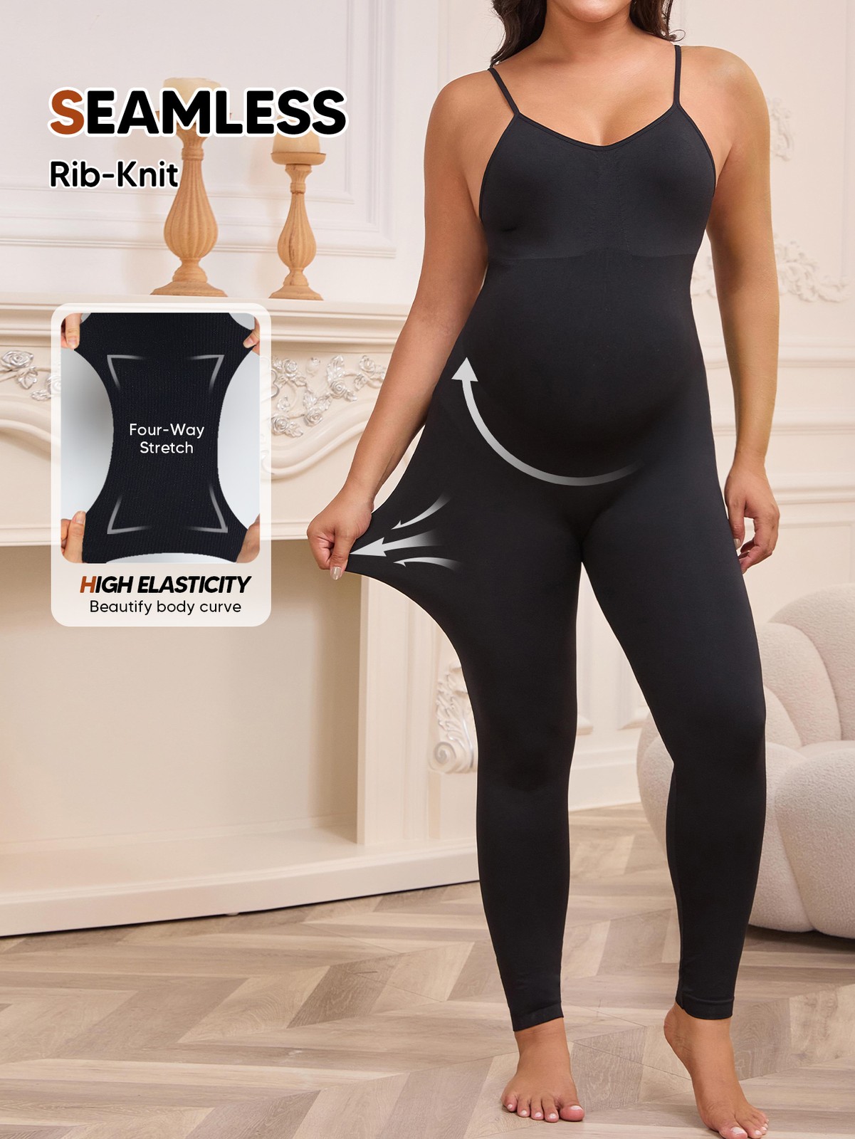 Maternity Workout Leggings Pregnancy Yoga Ribbed One Piece Seamless Tank Top