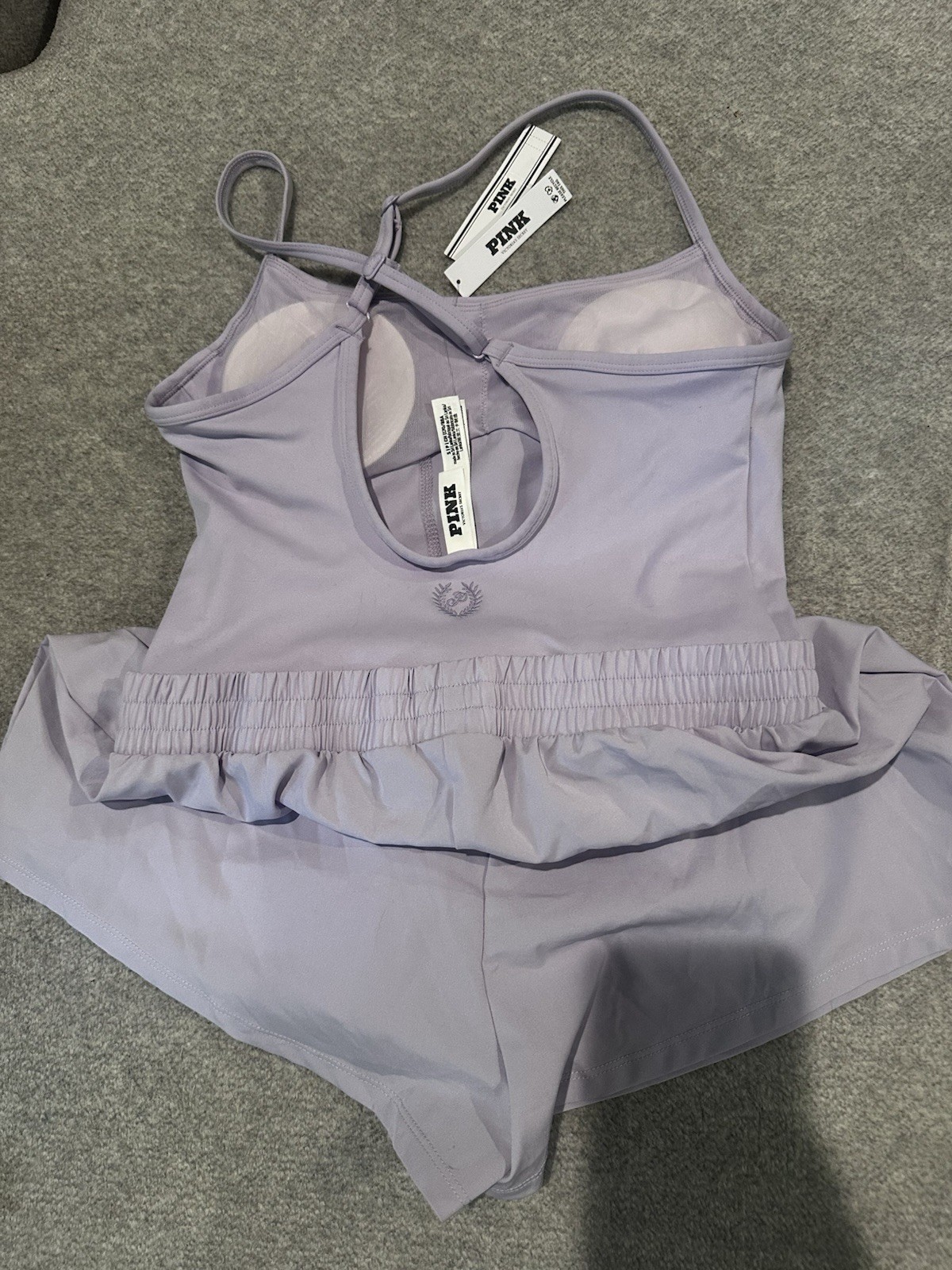 Women’s Victoria’s Secret Pink Ultimate Runsie Romper Spaghetti-Strap Lilac S ❤️