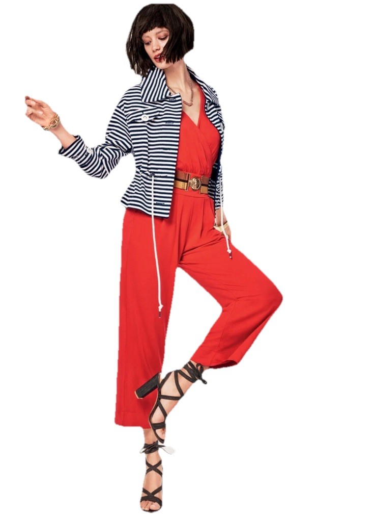 New Cabi Uptown Red Vermilion Jumpsuit w/Pockets Size XXS Retail $134