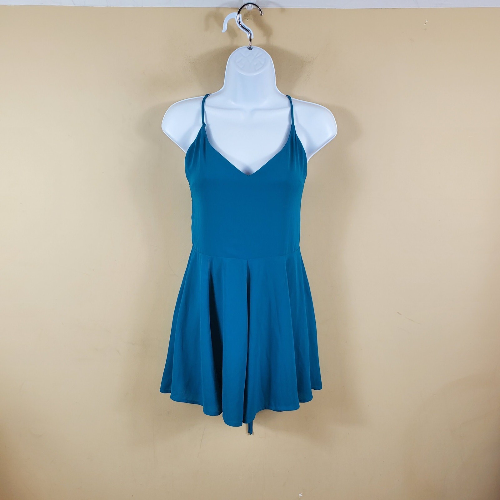 Express Teal Strappy Tie Back Romper Size 6