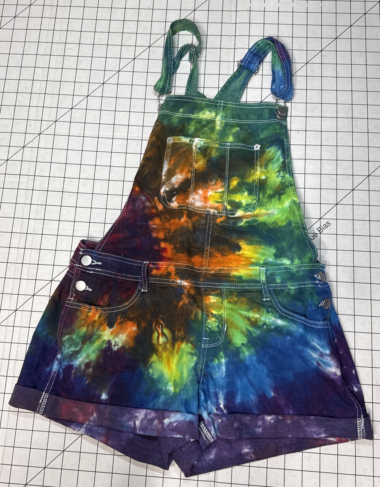 No Boundaries Overall Shorts Tie Die Junior Sz L (11-13)