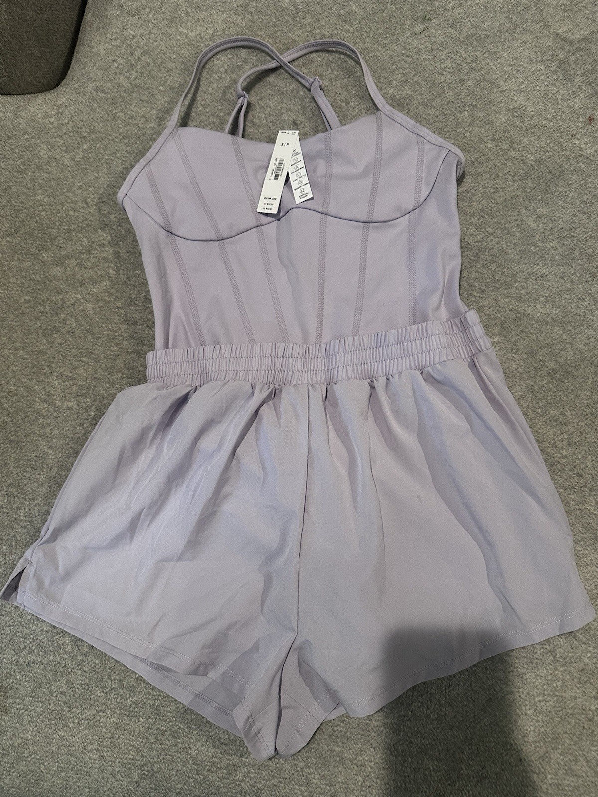 Women’s Victoria’s Secret Pink Ultimate Runsie Romper Spaghetti-Strap Lilac S ❤️