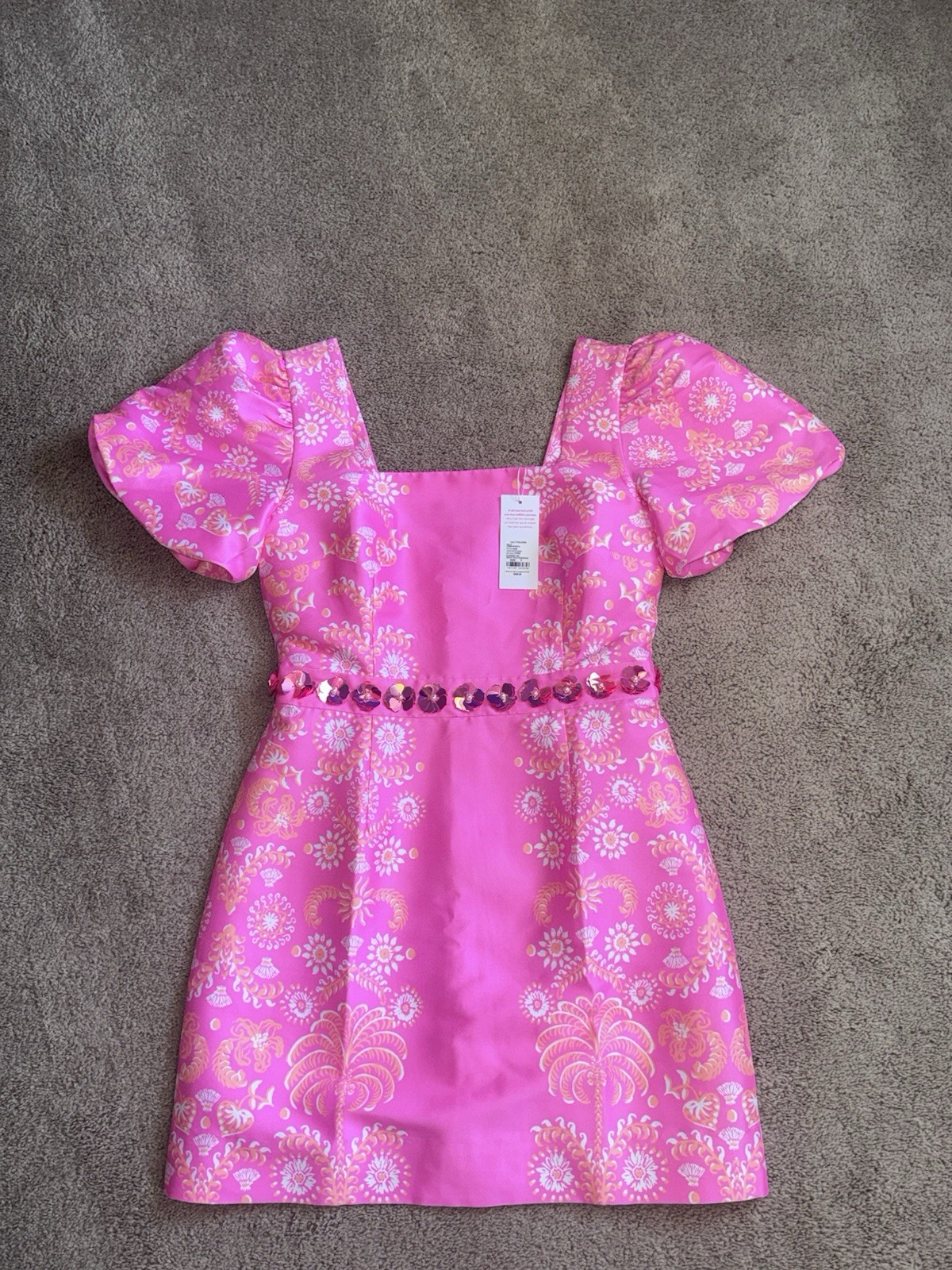 Lilly Pulitzer NWT Size Cohen Skirted Romper Sunkissed Pink Breezy Palm Engineer