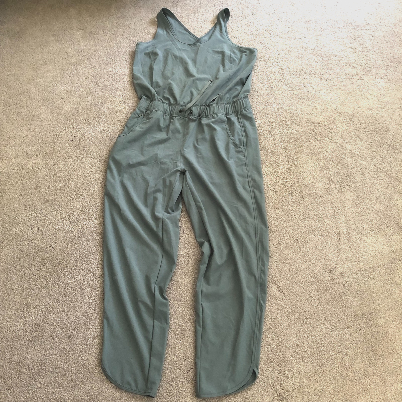 Patagonia Fleetwith Jumpsuit Romper crossover Strap Drawstring Sz M Gray/Blue