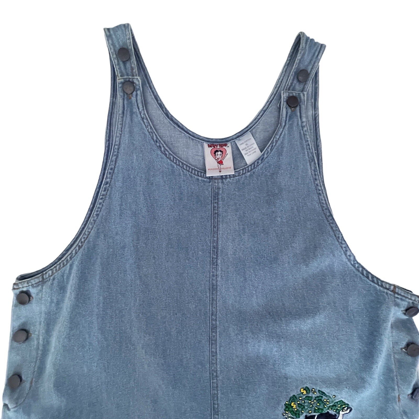 Betty Boop Denim Jumper Dress Womens XL 1997 MGM Grand Vintage Light Blue