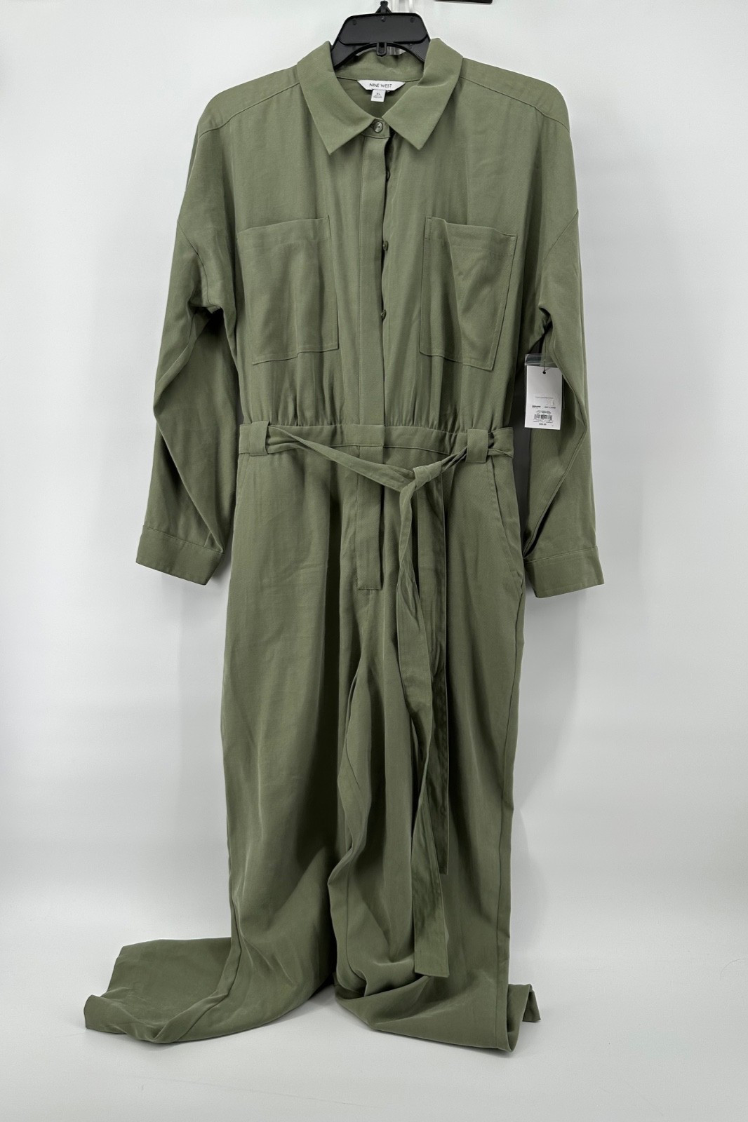 Nine West Utility Jumpsuit XL Women’s Olive Green Belted NWT