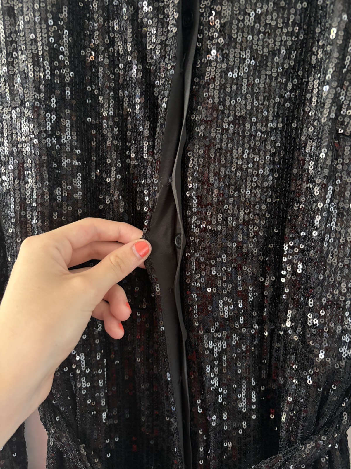 Phase Eight Alessandra Black Sequin Shirt Jumpsuit NEW Size 14 Collar Party L29