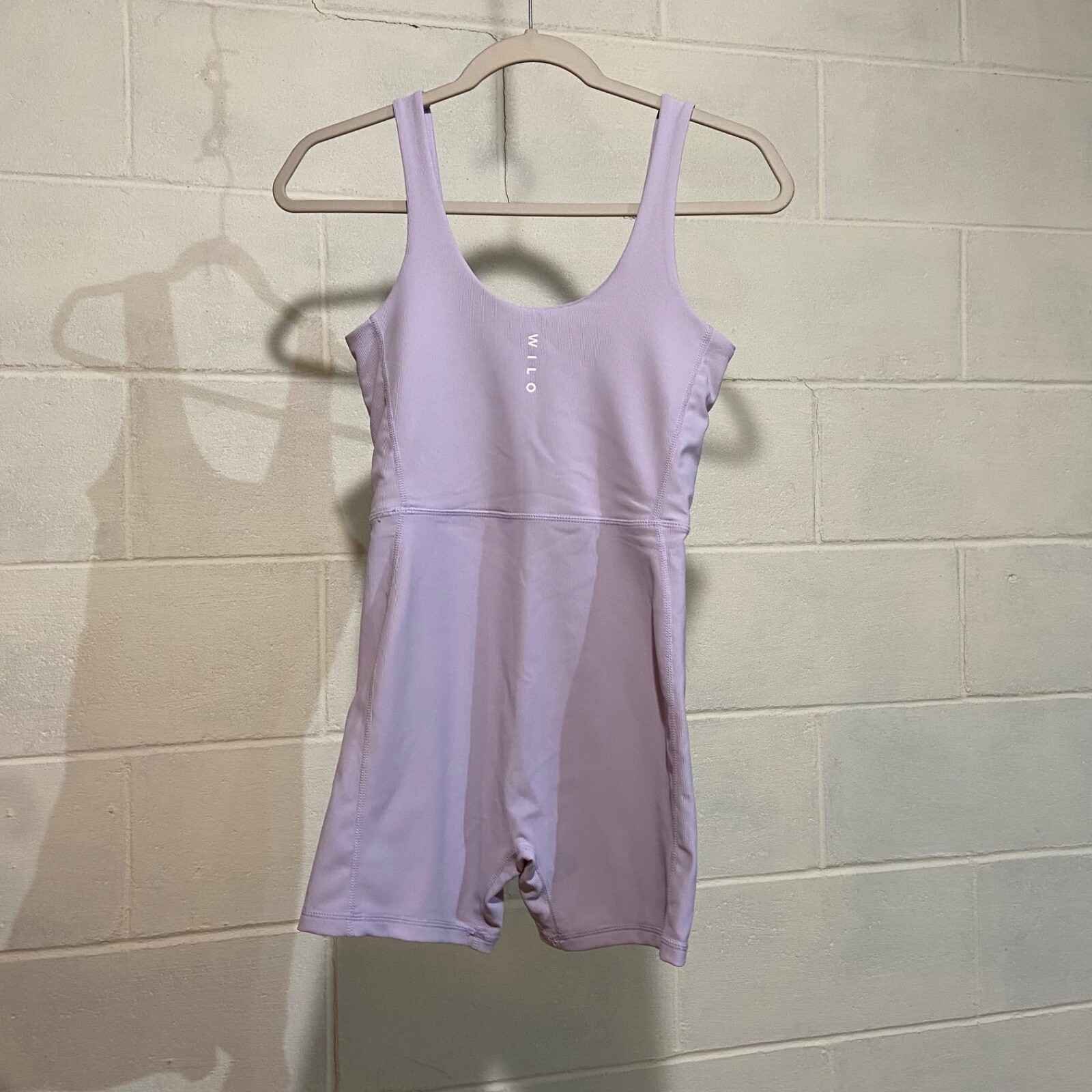 Wilo the Label Women’s Ribbed Active Romper Lilac Athleisure Travel Workout NWT