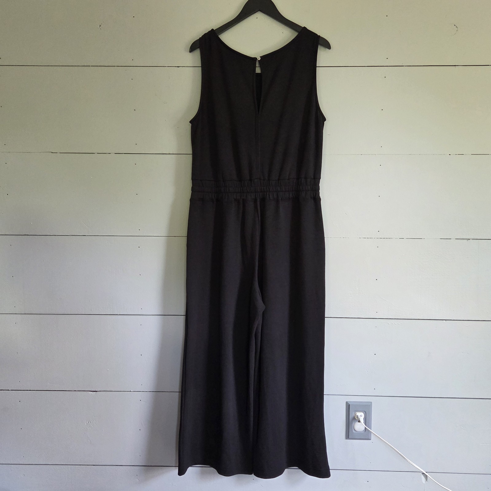 Nicole Miller New York Black Sleeveless Drawstring Wide-Leg Jumpsuit 1X