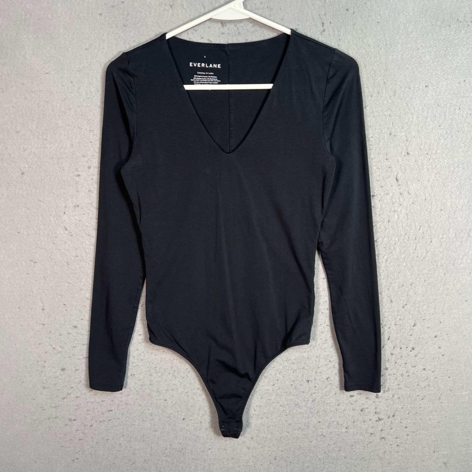 Everlane Womens Small Long Sleeve Black Bodysuit Supima Cotton & Elastane