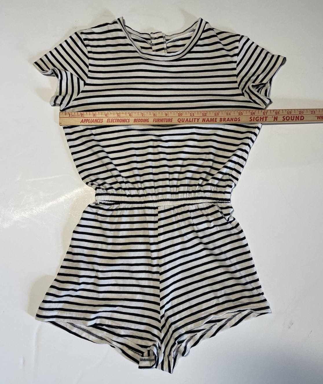 American Apparel Fine Jersey T-shirt Romper size S (Natural Black Pablo stripe)