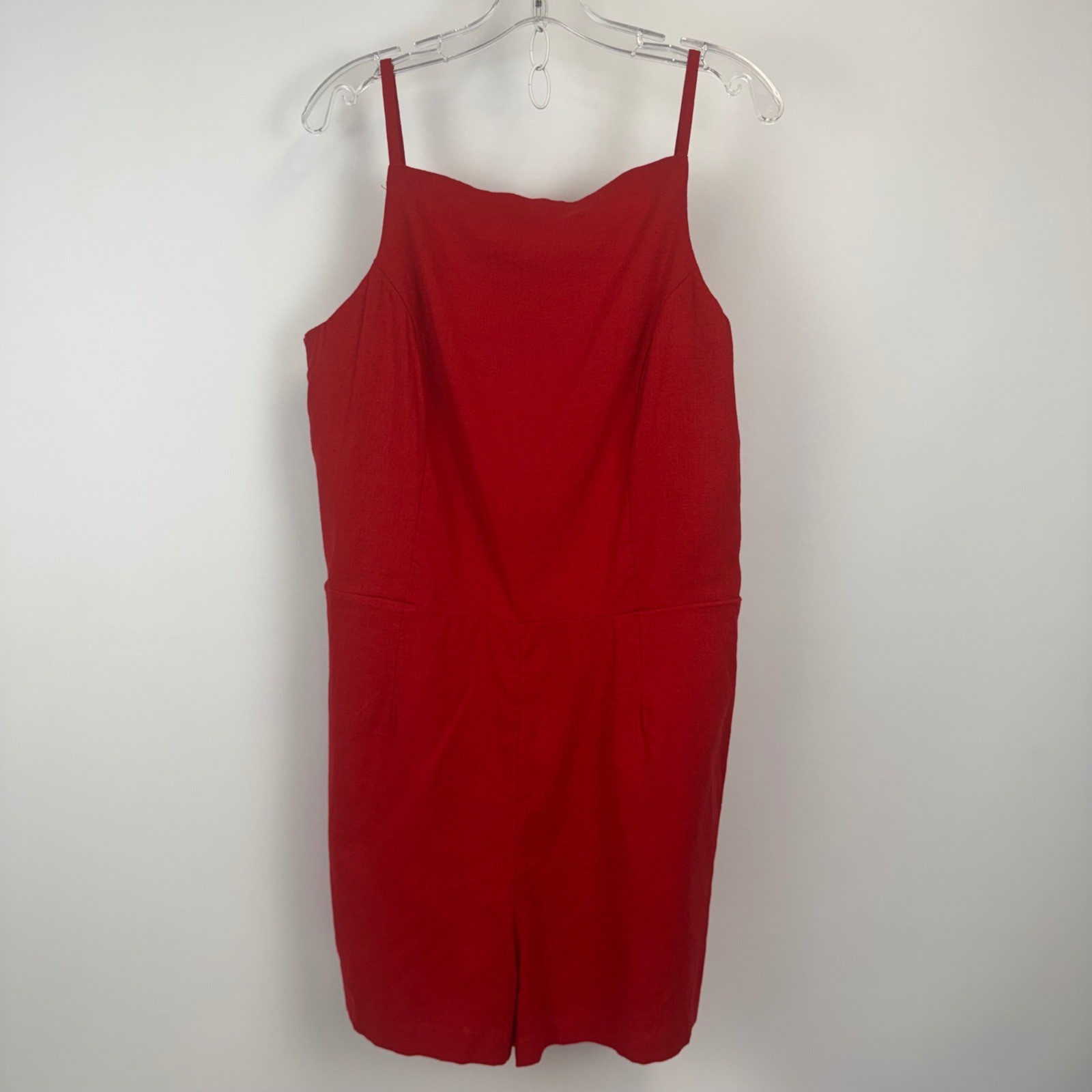 Abercrombie & Fitch Red Linen Blend Apron Neck Romper XST Tall NWT
