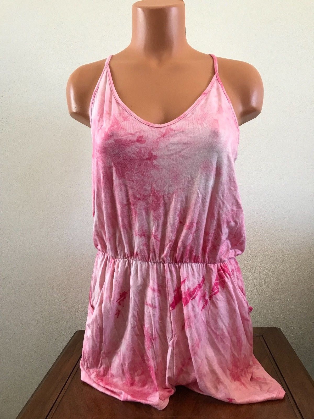 Tank Top Shorts Romper Jumper One-Piece Rolla Coster Tie Dye Womens Juniors L