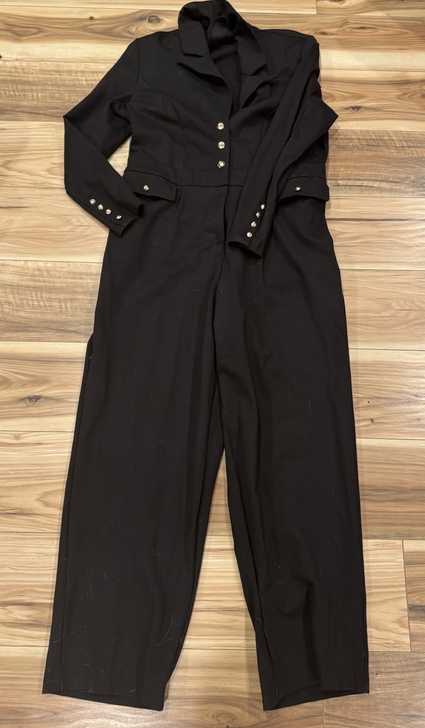 Eloquii Women’s Black Jumpsuit With Gold Buttons – Size 16
